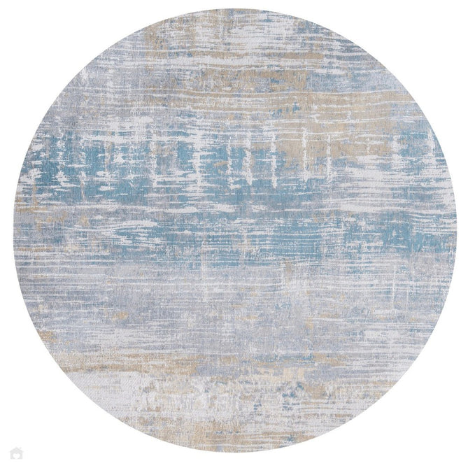 Louis De Poortere Atlantic Streaks 8718 Long Island Blu Washable Polyester Flatweave Round Eco-Rug-Louis De Poortere-Rug Love - The Most Loved Rug Store