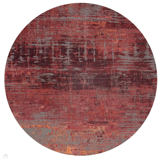 Louis De Poortere Atlantic Streaks 9125 Nassau Red Washable Polyester Flatweave Round Eco-Rug-Louis De Poortere-Rug Love - The Most Loved Rug Store