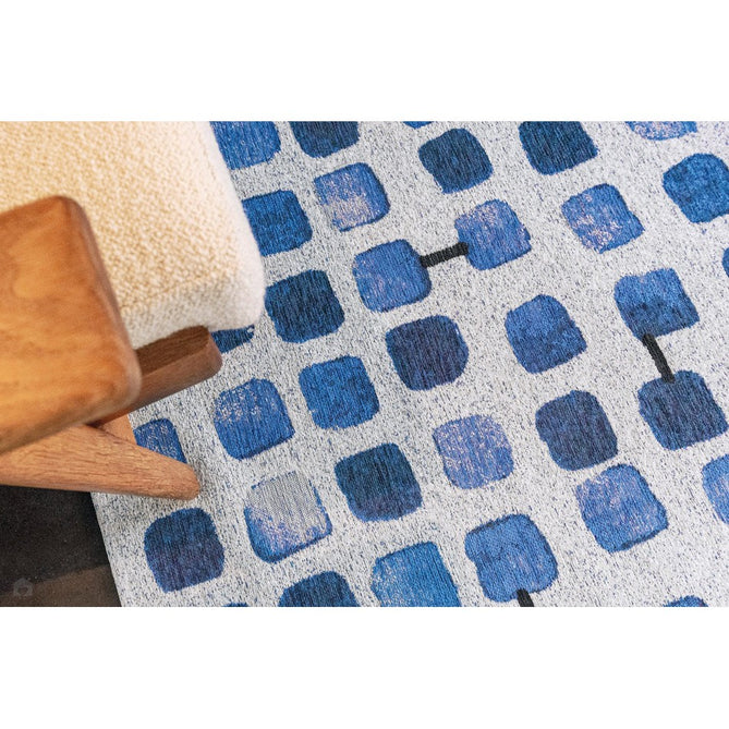 Louis De Poortere Craft Cobblestone 9348 Amparo Blues Washable Polyester Flatweave Eco-Runner-Louis De Poortere-Rug Love - The Most Loved Rug Store