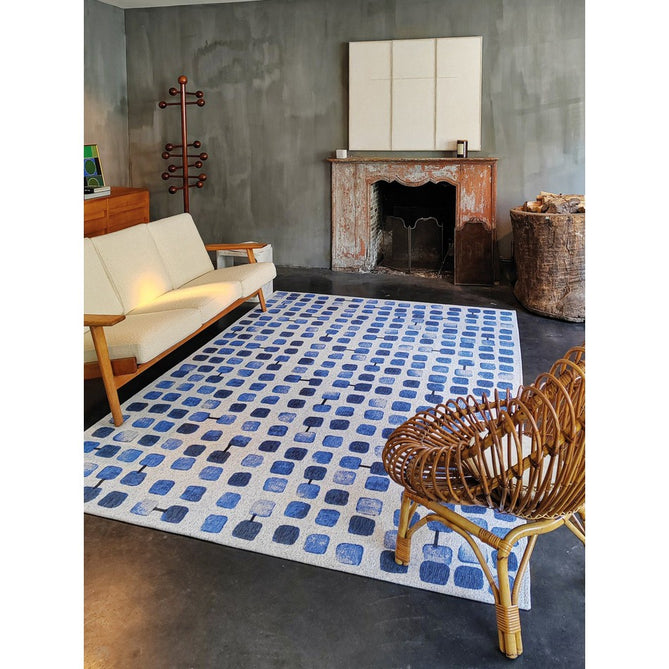 Louis De Poortere Craft Cobblestone 9348 Amparo Blues Washable Polyester Flatweave Eco-Runner-Louis De Poortere-Rug Love - The Most Loved Rug Store