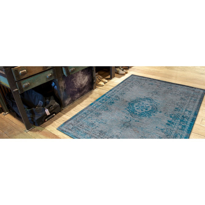 Louis De Poortere Fading World Medallion 8255 Grey Turquoise Washable Polyester Flatweave Eco-Rug-Louis De Poortere-Rug Love - The Most Loved Rug Store