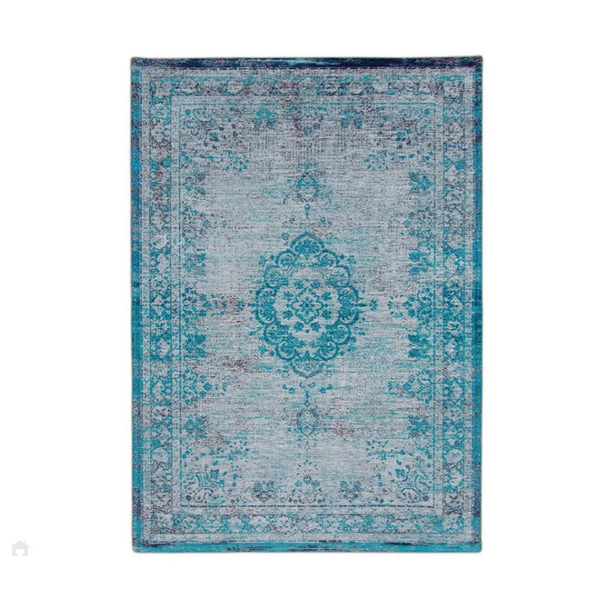 Louis De Poortere Fading World Medallion 8255 Grey Turquoise Washable Polyester Flatweave Eco-Rug-Louis De Poortere-Rug Love - The Most Loved Rug Store