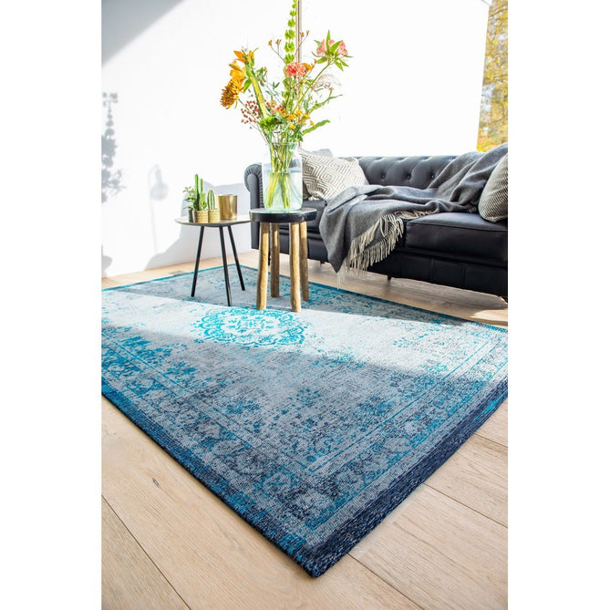 Louis De Poortere Fading World Medallion 8255 Grey Turquoise Washable Polyester Flatweave Eco-Rug-Louis De Poortere-Rug Love - The Most Loved Rug Store