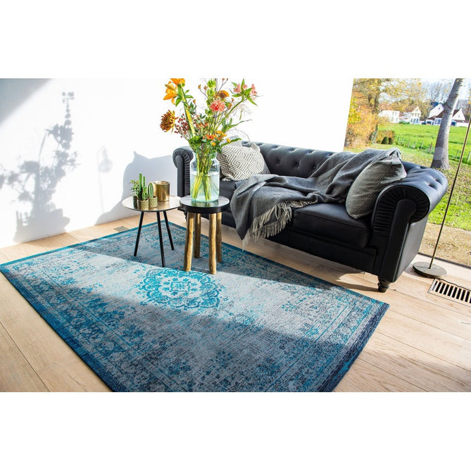 Louis De Poortere Fading World Medallion 8255 Grey Turquoise Washable Polyester Flatweave Eco-Rug-Louis De Poortere-Rug Love - The Most Loved Rug Store