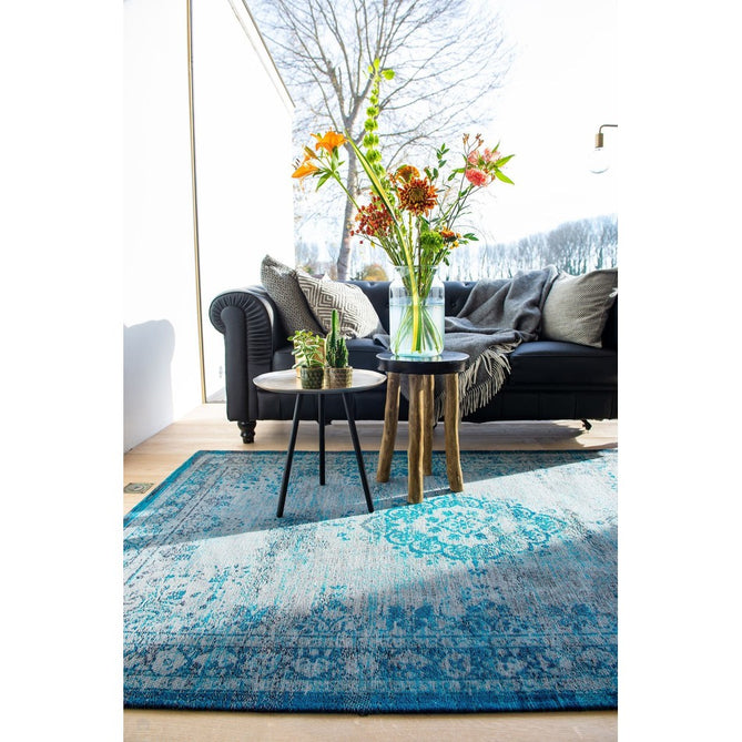 Louis De Poortere Fading World Medallion 8255 Grey Turquoise Washable Polyester Flatweave Eco-Rug-Louis De Poortere-Rug Love - The Most Loved Rug Store