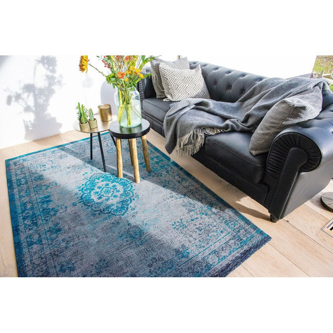 Louis De Poortere Fading World Medallion 8255 Grey Turquoise Washable Polyester Flatweave Eco-Rug-Louis De Poortere-Rug Love - The Most Loved Rug Store