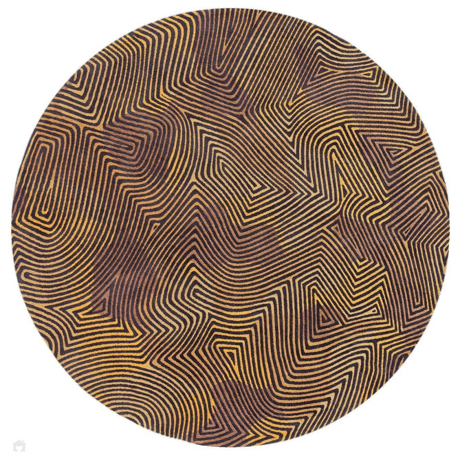 Louis De Poortere Meditation Coral 9227 Black Gold Washable Polyester Flatweave Round Eco-Rug-Louis De Poortere-Rug Love - The Most Loved Rug Store