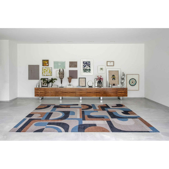 Louis De Poortere Nuance Module 9196 Camel Blue Washable Polyester Flatweave Eco-Rug-Louis De Poortere-Rug Love - The Most Loved Rug Store