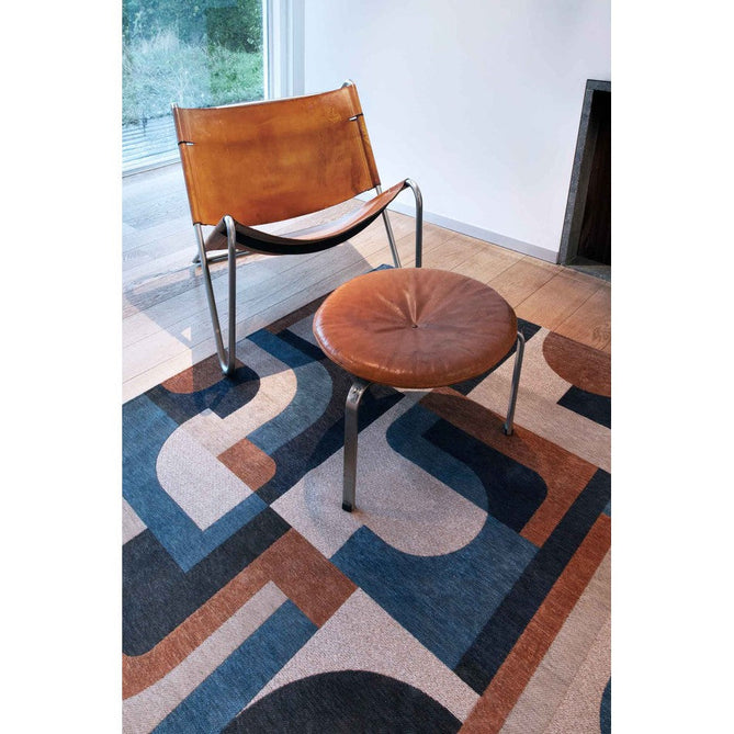 Louis De Poortere Nuance Module 9196 Camel Blue Washable Polyester Flatweave Eco-Rug-Louis De Poortere-Rug Love - The Most Loved Rug Store