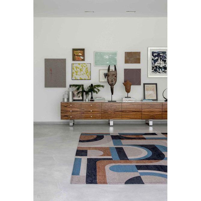 Louis De Poortere Nuance Module 9196 Camel Blue Washable Polyester Flatweave Eco-Rug-Louis De Poortere-Rug Love - The Most Loved Rug Store