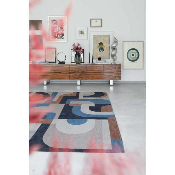 Louis De Poortere Nuance Module 9196 Camel Blue Washable Polyester Flatweave Eco-Rug-Louis De Poortere-Rug Love - The Most Loved Rug Store