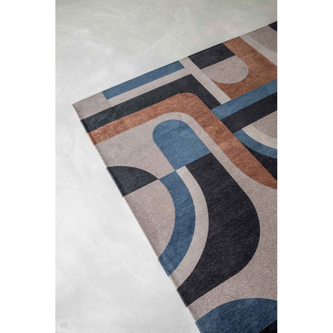 Louis De Poortere Nuance Module 9196 Camel Blue Washable Polyester Flatweave Eco-Rug-Louis De Poortere-Rug Love - The Most Loved Rug Store