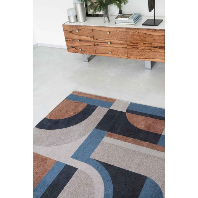 Louis De Poortere Nuance Module 9196 Camel Blue Washable Polyester Flatweave Eco-Rug-Louis De Poortere-Rug Love - The Most Loved Rug Store