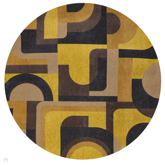 Louis De Poortere Nuance Module 9210 Yellow Meyer Washable Polyester Flatweave Round Eco-Rug-Louis De Poortere-Rug Love - The Most Loved Rug Store