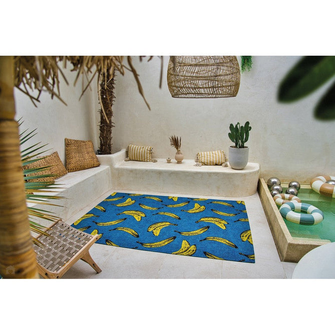 Louis De Poortere Pop Banana 9394 California Blue Washable Polyester Flatweave Eco-Rug-Louis De Poortere-Rug Love - The Most Loved Rug Store