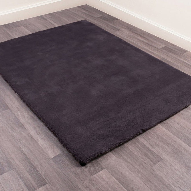 Lulu Plush Super-Soft High-Density Woven Plain Silky Polyester Shaggy Charcoal Grey Rug-Asiatic Carpets-Rug Love - The Most Loved Rug Store