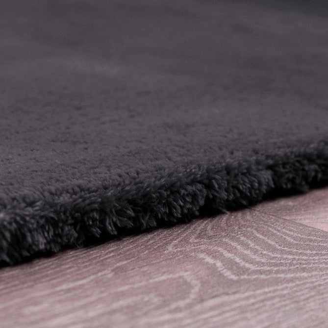 Lulu Plush Super-Soft High-Density Woven Plain Silky Polyester Shaggy Charcoal Grey Rug-Asiatic Carpets-Rug Love - The Most Loved Rug Store