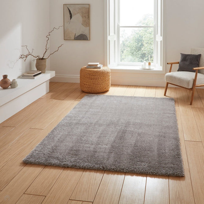 Lux Plain Plush Super-Soft Silky Shimmer Polyester Shaggy Silver Rug-Think Rugs-Rug Love - The Most Loved Rug Store