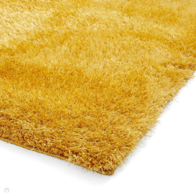 Lux Plain Plush Super-Soft Silky Shimmer Polyester Shaggy Yellow Rug-Think Rugs-Rug Love - The Most Loved Rug Store