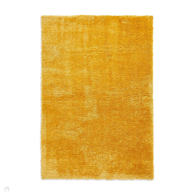 Lux Plain Plush Super-Soft Silky Shimmer Polyester Shaggy Yellow Rug-Think Rugs-Rug Love - The Most Loved Rug Store