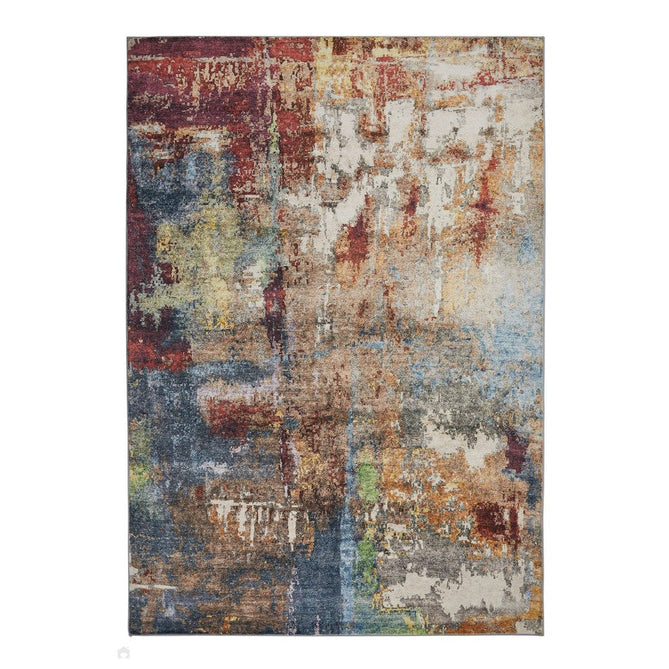 Lux Washable LUModern Abstract Distressed Soft-Touch Silky Smooth Faux Rabbit Fur Polyester Flatweave Multicolour Rug-Concept Looms-Rug Love - The Most Loved Rug Store