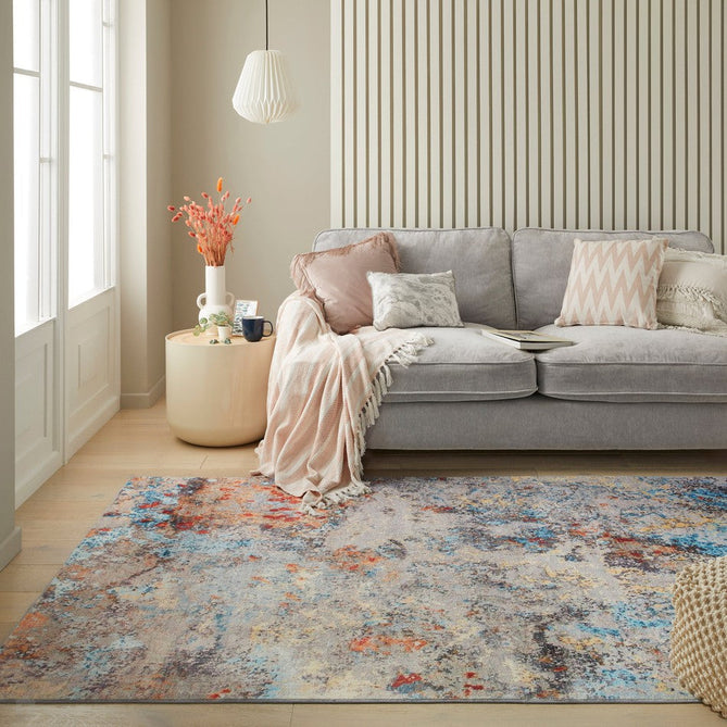 Lux Washable LUX01 Modern Abstract Distressed Soft-Touch Silky Smooth Faux Rabbit Fur Polyester Flatweave Light Multicolour Rug-Concept Looms-Rug Love - The Most Loved Rug Store