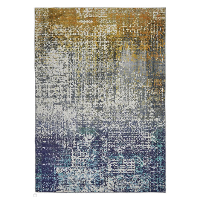 Lux Washable LUX06 Modern Abstract Distressed Soft-Touch Silky Smooth Faux Rabbit Fur Polyester Flatweave Blue/Copper Rug-Concept Looms-Rug Love - The Most Loved Rug Store