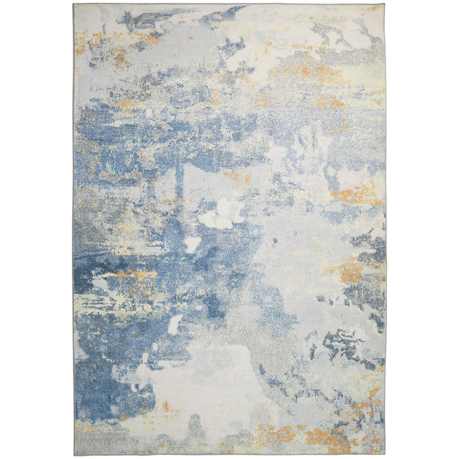 Lux Washable LUX10 Modern Abstract Distressed Soft-Touch Silky Smooth Faux Rabbit Fur Polyester Flatweave Grey/Yellow Rug-Concept Looms-Rug Love - The Most Loved Rug Store