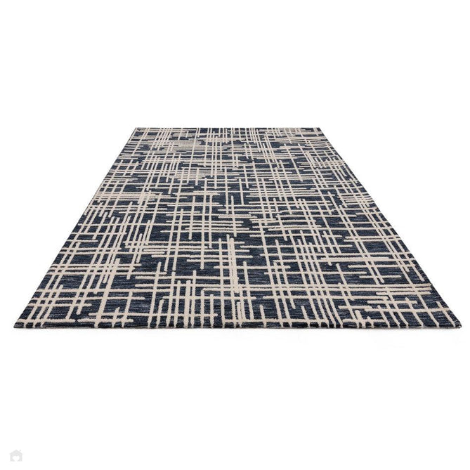 Mason Blueprint Modern Abstract Super Soft Carved Hi-Low Rib Textured Blue/Cream Rug-Asiatic Carpets-Rug Love - The Most Loved Rug Store