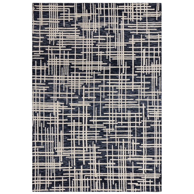 Mason Blueprint Modern Abstract Super Soft Carved Hi-Low Rib Textured Blue/Cream Rug-Asiatic Carpets-Rug Love - The Most Loved Rug Store