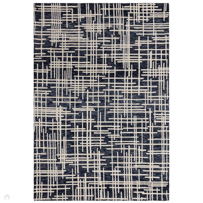 Mason Blueprint Modern Abstract Super Soft Carved Hi-Low Rib Textured Blue/Cream Rug-Asiatic Carpets-Rug Love - The Most Loved Rug Store