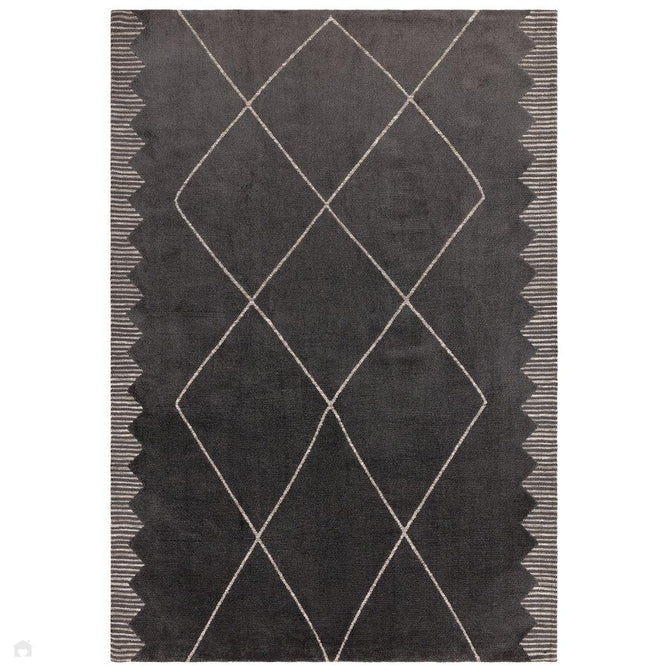 Mason Diamond Modern Tribal Super Soft Carved Hi-Low Rib Textured Black/Grey/Cream Rug-Asiatic Carpets-Rug Love - The Most Loved Rug Store