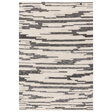 Mason Ikat Modern Abstract Super Soft Carved Hi-Low Rib Textured Charcoal Grey/Cream Rug