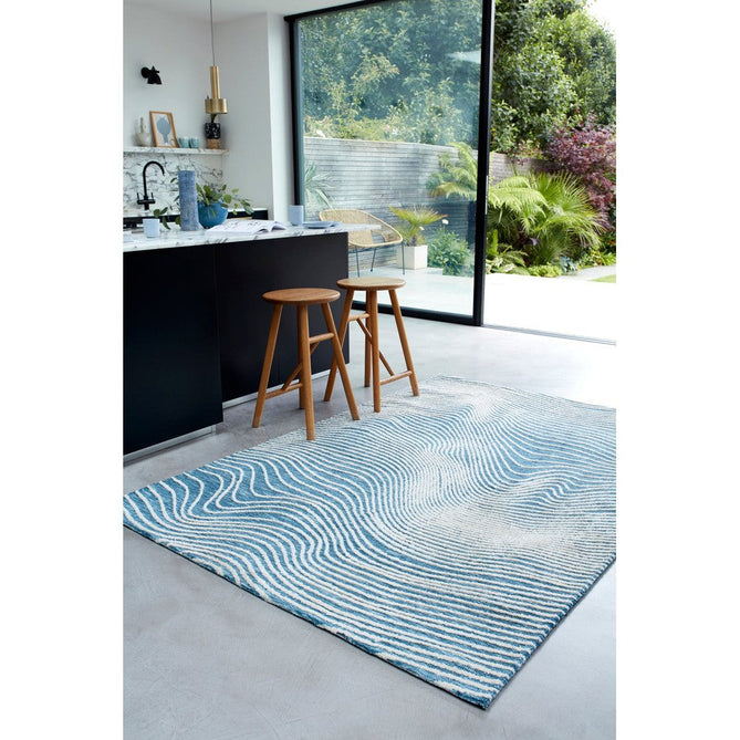 Mason Magnitude Modern Abstract Super Soft Carved Hi-Low Rib Textured Blue/Cream Rug-Asiatic Carpets-Rug Love - The Most Loved Rug Store