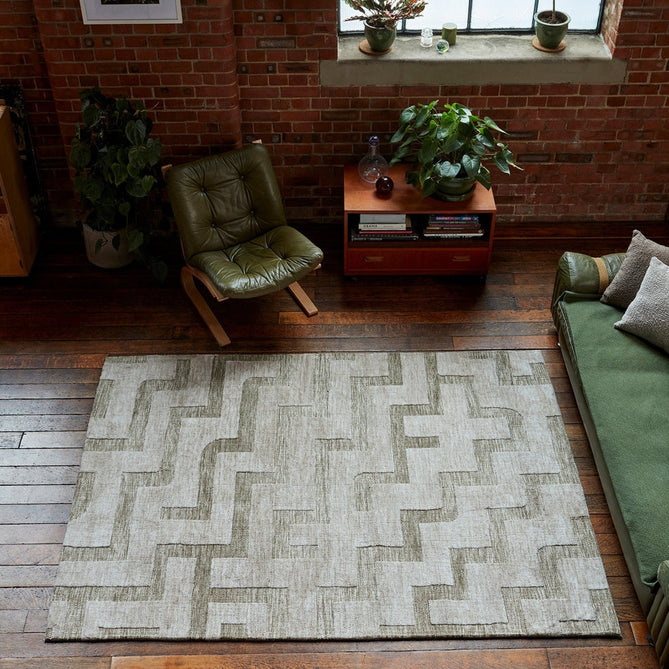 Mason Maze Modern Geometric Super Soft Carved Hi-Low Rib Textured Sage Green/Cream Rug-Asiatic Carpets-Rug Love - The Most Loved Rug Store