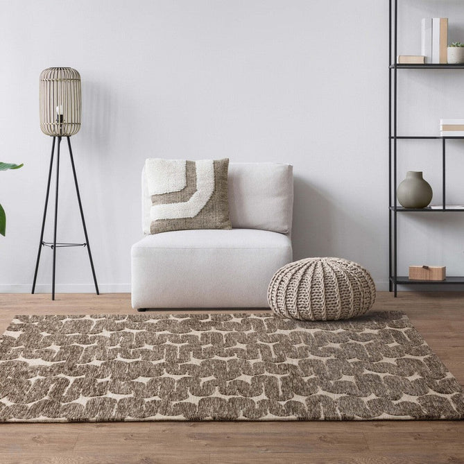 Mason Wave Modern Geometric Super Soft Carved Hi-Low Rib Textured Brown/Cream Rug-Asiatic Carpets-Rug Love - The Most Loved Rug Store