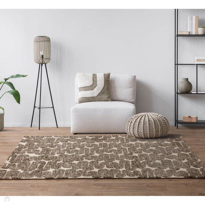 Mason Wave Modern Geometric Super Soft Carved Hi-Low Rib Textured Brown/Cream Rug-Asiatic Carpets-Rug Love - The Most Loved Rug Store