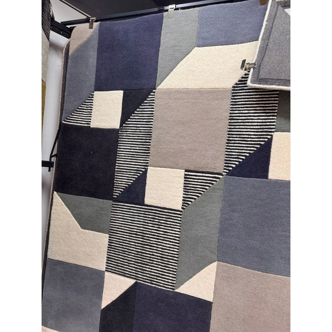 Matrix MAX101 Memphis Modern Geometric Hand-Woven High-Density Soft Textured Wool&Viscose Mix Blue Rug-Asiatic Carpets-Rug Love - The Most Loved Rug Store