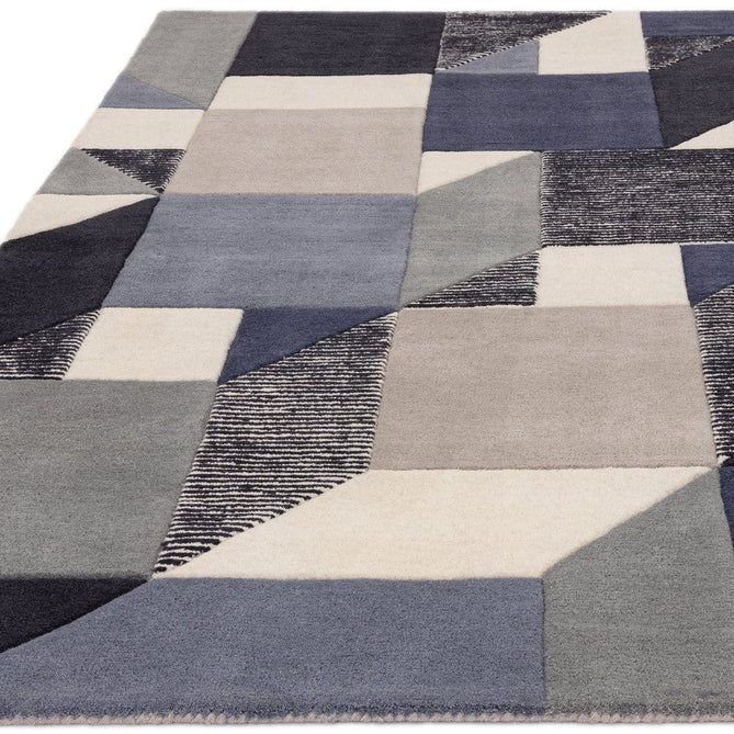 Matrix MAX101 Memphis Modern Geometric Hand-Woven High-Density Soft Textured Wool&Viscose Mix Blue Rug-Asiatic Carpets-Rug Love - The Most Loved Rug Store