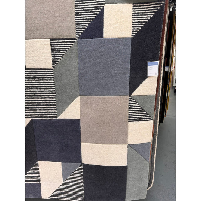 Matrix MAX101 Memphis Modern Geometric Hand-Woven High-Density Soft Textured Wool&Viscose Mix Blue Rug-Asiatic Carpets-Rug Love - The Most Loved Rug Store