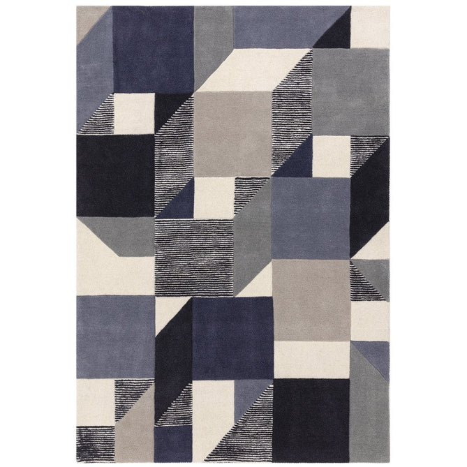 Matrix MAX101 Memphis Modern Geometric Hand-Woven High-Density Soft Textured Wool&Viscose Mix Blue Rug-Asiatic Carpets-Rug Love - The Most Loved Rug Store