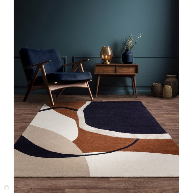 Matrix MAX105 Signature Modern Geometric Hand-Woven High-Density Soft Textured Wool&Viscose Mix Rust/Multi Rug-Asiatic Carpets-Rug Love - The Most Loved Rug Store