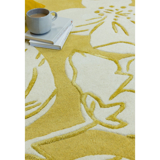 Matrix MAX15 Devore Modern Floral Abstract Hand-Woven High-Density Soft Textured Wool&Viscose Mix Yellow/Multi Rug-Asiatic Carpets-Rug Love - The Most Loved Rug Store