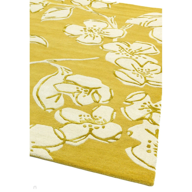 Matrix MAX15 Devore Modern Floral Abstract Hand-Woven High-Density Soft Textured Wool&Viscose Mix Yellow/Multi Rug-Asiatic Carpets-Rug Love - The Most Loved Rug Store