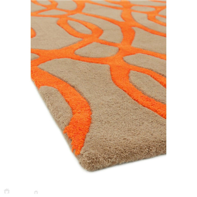 Matrix MAX37 Wire Modern Geometric Hand-Woven High-Density Soft Textured Wool&Viscose Mix Orange/Beige/Light Brown Rug-Asiatic Carpets-Rug Love - The Most Loved Rug Store