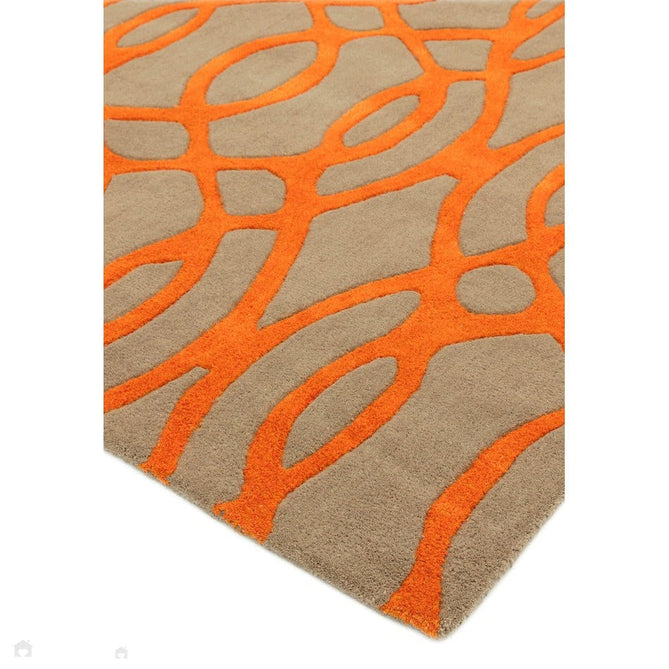 Matrix MAX37 Wire Modern Geometric Hand-Woven High-Density Soft Textured Wool&Viscose Mix Orange/Beige/Light Brown Rug-Asiatic Carpets-Rug Love - The Most Loved Rug Store