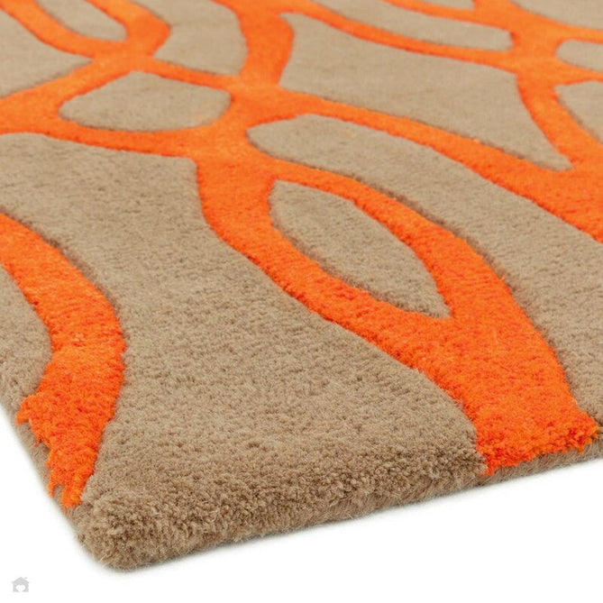 Matrix MAX37 Wire Modern Geometric Hand-Woven High-Density Soft Textured Wool&Viscose Mix Orange/Beige/Light Brown Rug-Asiatic Carpets-Rug Love - The Most Loved Rug Store