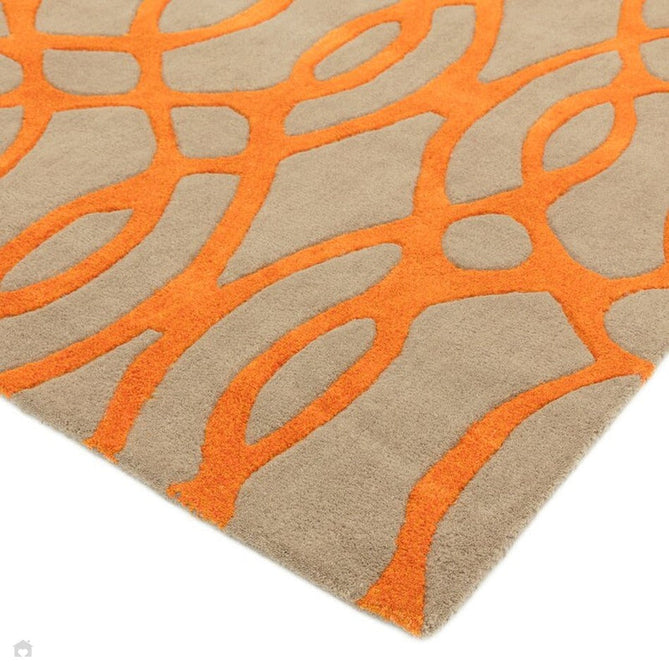 Matrix MAX37 Wire Modern Geometric Hand-Woven High-Density Soft Textured Wool&Viscose Mix Orange/Beige/Light Brown Rug-Asiatic Carpets-Rug Love - The Most Loved Rug Store