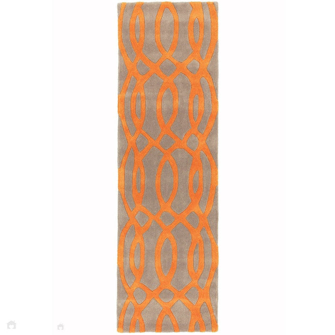 Matrix MAX37 Wire Modern Geometric Hand-Woven High-Density Soft Textured Wool&Viscose Mix Orange/Beige/Light Brown Rug-Asiatic Carpets-Rug Love - The Most Loved Rug Store