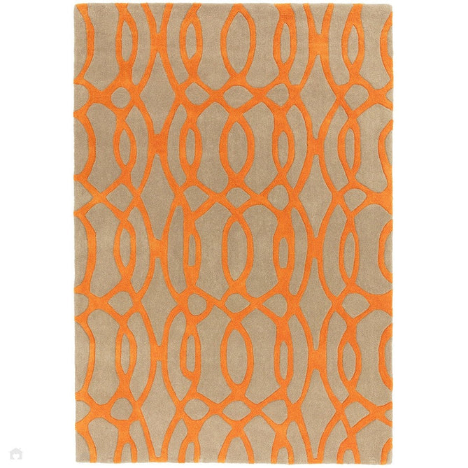 Matrix MAX37 Wire Modern Geometric Hand-Woven High-Density Soft Textured Wool&Viscose Mix Orange/Beige/Light Brown Rug-Asiatic Carpets-Rug Love - The Most Loved Rug Store